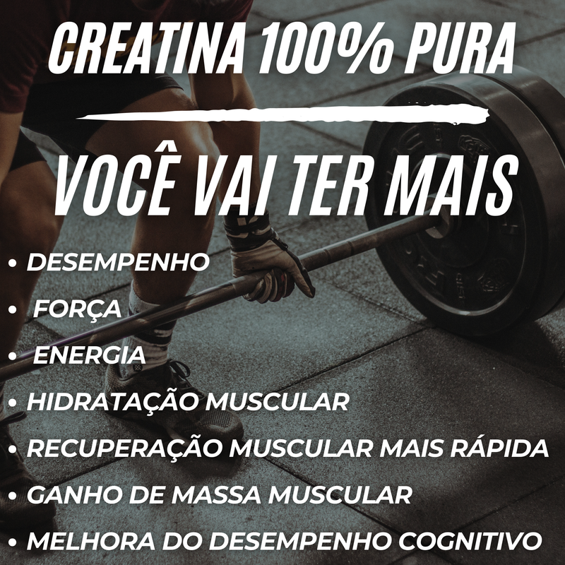 Creatina 100% Pura – Explosão de Força + Brinde Exclusivo! Supere Seus Limites e Domine Seus Treinos!