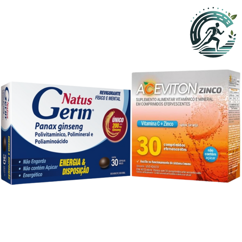 Kit Polivitamínico Natus Gerin com 30 cápsulas + Aceviton Zinco com 30 comprimidos efervecentes